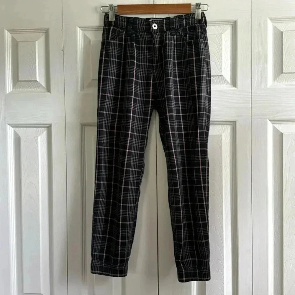 Abercrombie Kids Pink and Black Strip Jogger Style Pant size 11/12